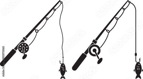Two fishing rods with fish silhouette