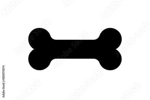 Minimalist black silhouette icon of a dog bone treat or chew toy for pets