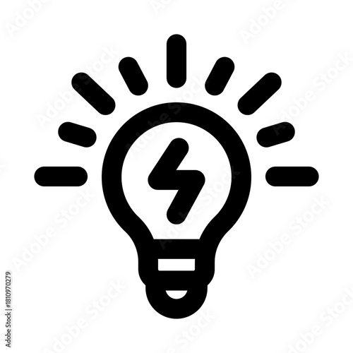 Lightbulb with lightning bolt icon. Modern line icon design with professional minimal vector styling crafted for energy, innovation, electricity, and ideas concepts