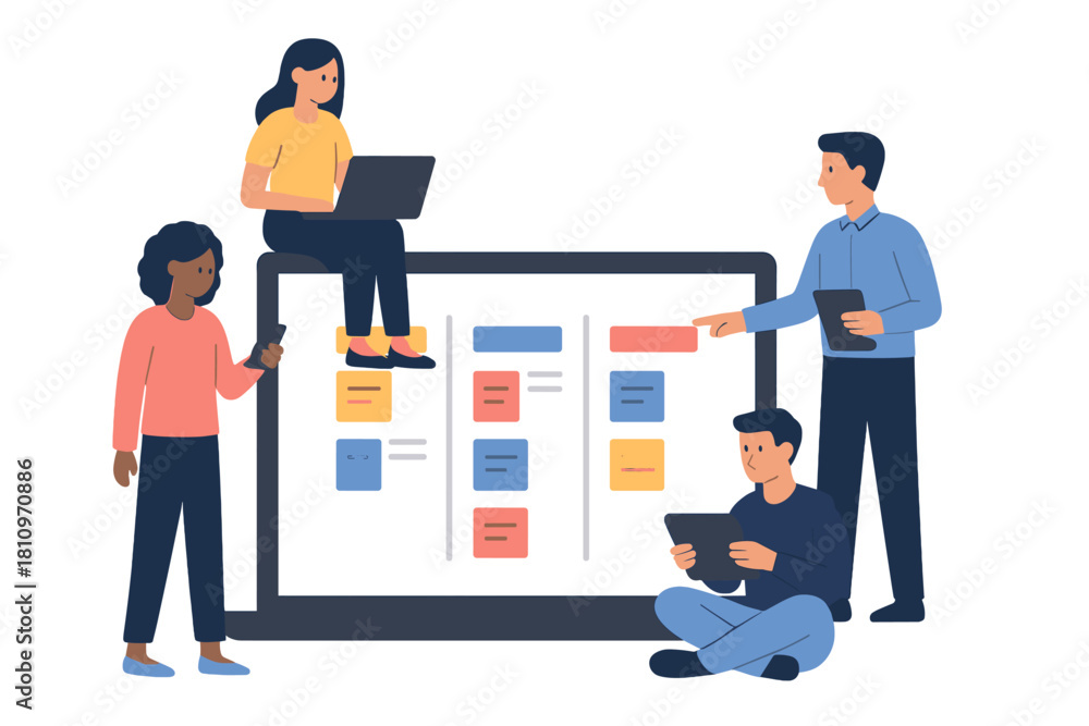 Fototapeta premium Professional team collaborating on a digital task board for efficient project management