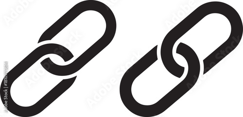 Two interlocking chain links silhouette