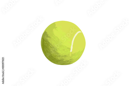 Single bright neon yellow tennis ball isolated against a pure white background