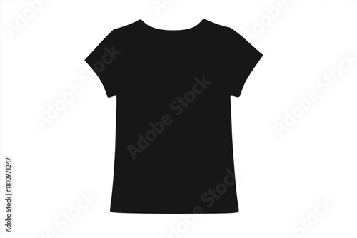 Blank black short sleeve crew neck t-shirt isolated on white background for apparel design mockup