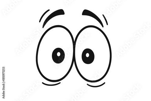 Wide open cartoon eyes with thick outlines showing surprise or intense focus