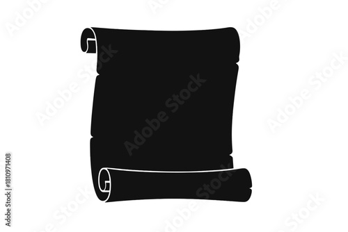 Black silhouette of an ancient unrolled parchment scroll or diploma document