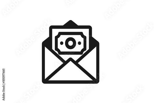 Banknote inside an open envelope symbolizing payment or financial transaction