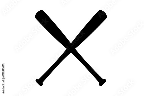 Black silhouette of two crossed baseball bats symbolizing sports competition and team spirit