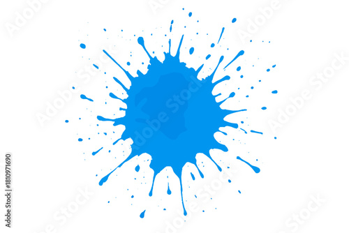 Vibrant blue paint splash or ink blot isolated on a clean white background