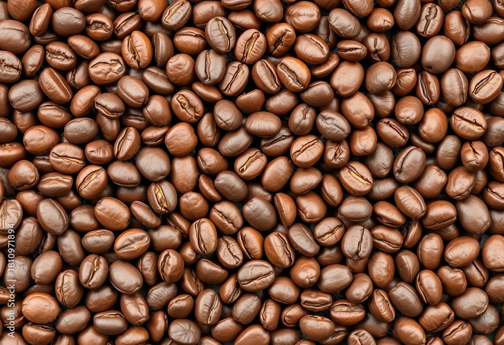 Fototapeta premium Close-up of coffee beans arranged in a geometric pattern, texture, form