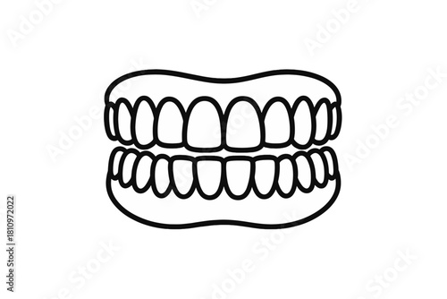 Outline drawing of human teeth set for dental health and hygiene