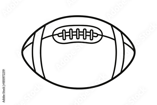 Black outline icon of an American football with laces on a white background