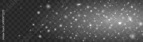 Bright festive dust swirls in radiant motion, mixing white shimmer and gold sparkles. Transparent PNG keeps the glow clean and versatile. Perfect for seasonal decorations.