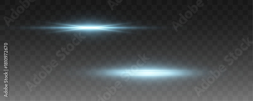 A glowing blue light line shines with soft sparkle and smooth neon flare on transparent background. Its bright streak adds depth and motion. Perfect for digital dividers and highlights.