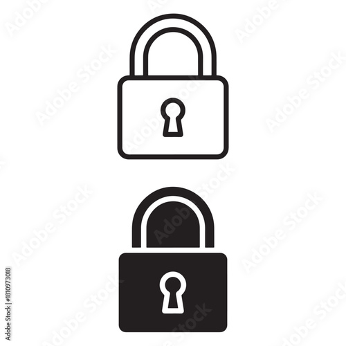 Outline and solid padlock icons symbolizing security privacy protection and safe access