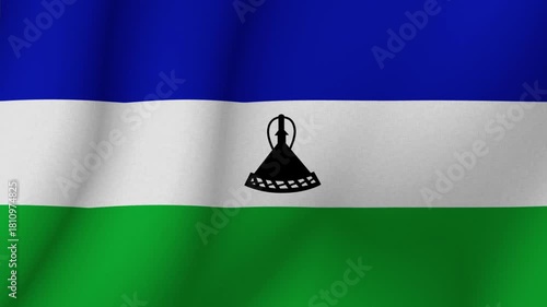 Wallpaper Mural The flag the Kingdom of Lesotho. The evolving national flag the Union of the Lesotho in 3d format. 1080p HD animation for presentation Torontodigital.ca