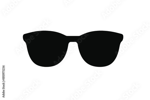 Black silhouette icon shape of classic sunglasses on white background