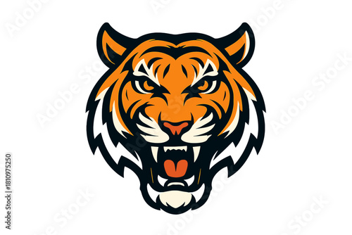 Fierce roaring tiger head mascot graphic design element