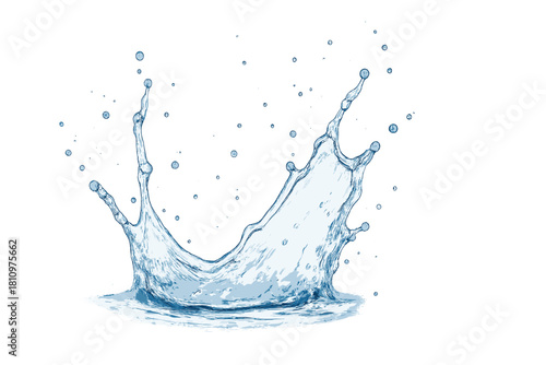 Vibrant blue water splash forming a crown shape with fine droplets