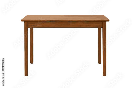 Rectangular wooden dining table isolated on white background