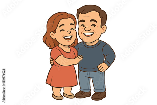 Joyful middle aged couple embracing with warm affection