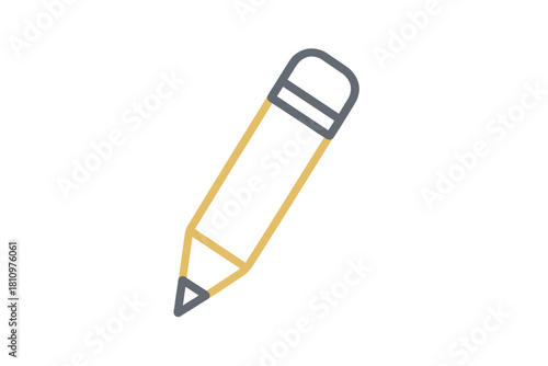 Simple outline icon of a wooden pencil with eraser for editing and writing tasks