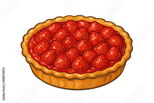 Sweet strawberry tart with whole fresh berries and shiny glaze