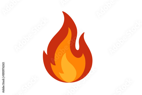 Stylized layered flame icon with warm colors on white background