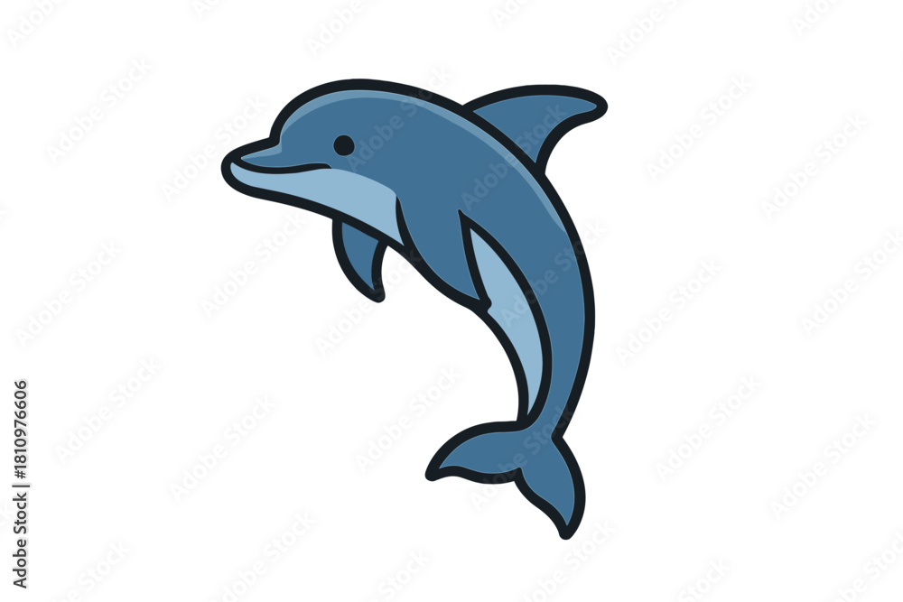 Fototapeta premium Cute cartoon jumping dolphin marine animal icon design
