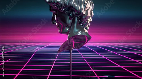 Retro Bust - A Vaporwave Aesthetic Exploration of Art and Technology.