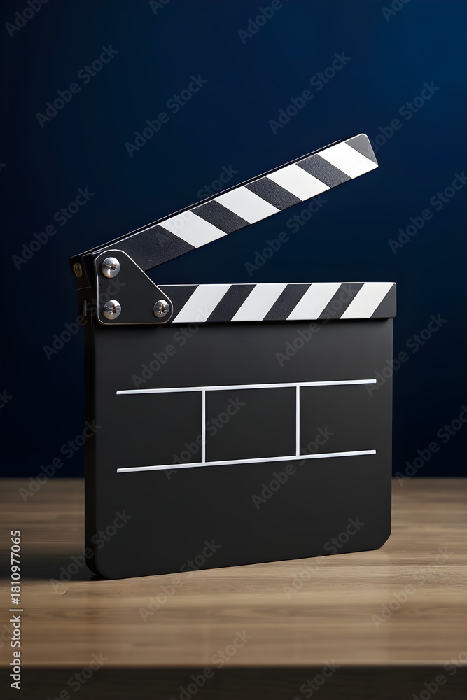 Obraz premium Cinematic Clapperboard on Wooden Table