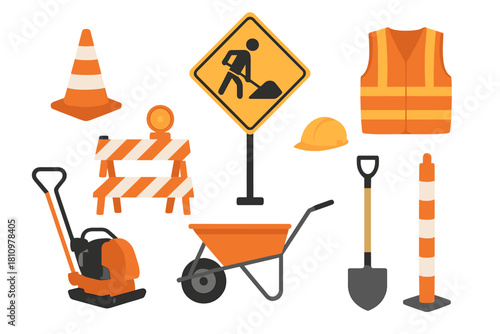 Essential safety gear and tools for construction and road work sites
