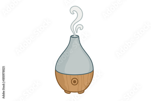 Aromatherapy essential oil diffuser emitting rising steam for relaxation