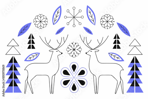 seamless pattern scandinavian christmas folk art