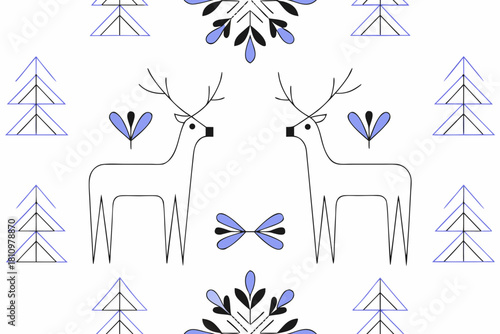seamless pattern scandinavian christmas folk art