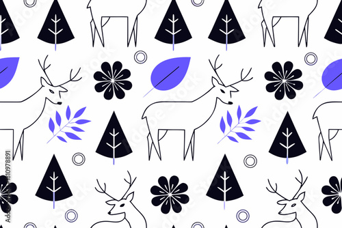 seamless pattern scandinavian christmas folk art