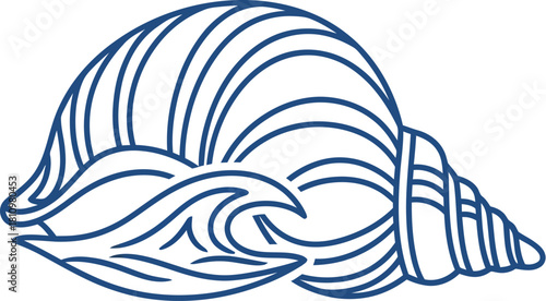Elegant seashell illustration with wave design on a clean white background
