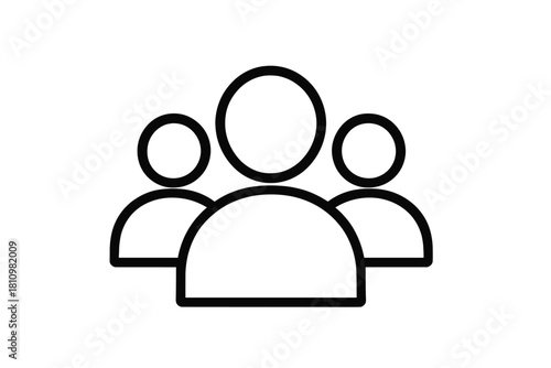Abstract outline graphic of three figures representing a user group, team, or community