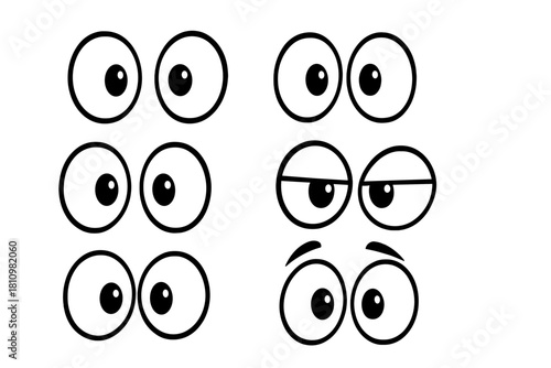 Cartoon eyes set showing various emotions and gaze directions for character design