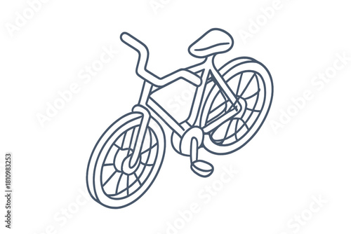 Classic bicycle viewed in isometric perspective for urban commuting and healthy lifestyle