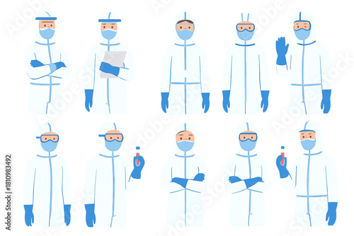 Medical professionals wearing full PPE during infectious disease outbreak