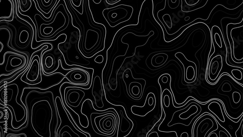 Abstract illustration of white topography pattern on black background. background with abstract texture with abstract shapes concept