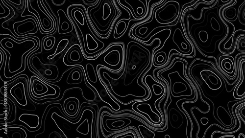 Abstract illustration of white topography pattern on black background. background with abstract texture with abstract shapes concept