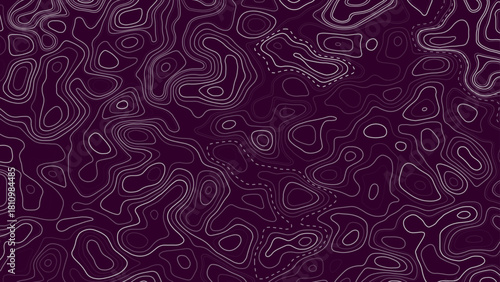 Abstract illustration of white topography pattern on purple background. background with abstract texture with abstract shapes concept
