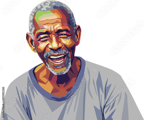 Old African village man with a happy face vector illustration