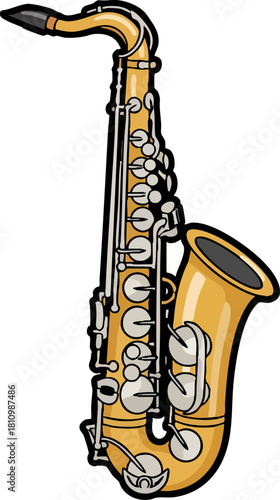 Solo saxophone instrument illustration for jazz music and performance