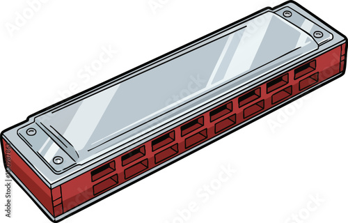 Harmonica musical instrument isolated on white background