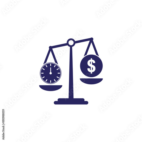 Time versus Money balance showing value and investment, illustrating resource allocation and financial planning for business success and growth