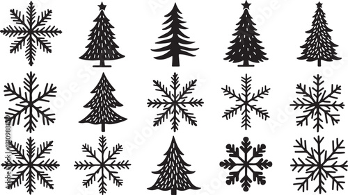 Holiday Snowflake Mandala Set | Intricate Winter Patterns & Christmas Elements