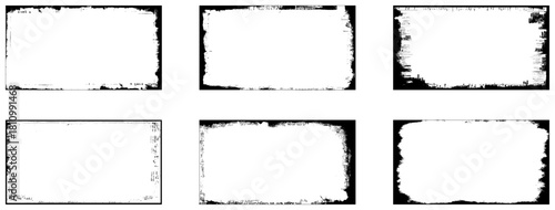 Grunge frames set templates. Ink paint border with rough edges for poster and banner. Retro textured overlays. 