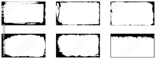 Grunge frames set templates. Retro textured overlays.
